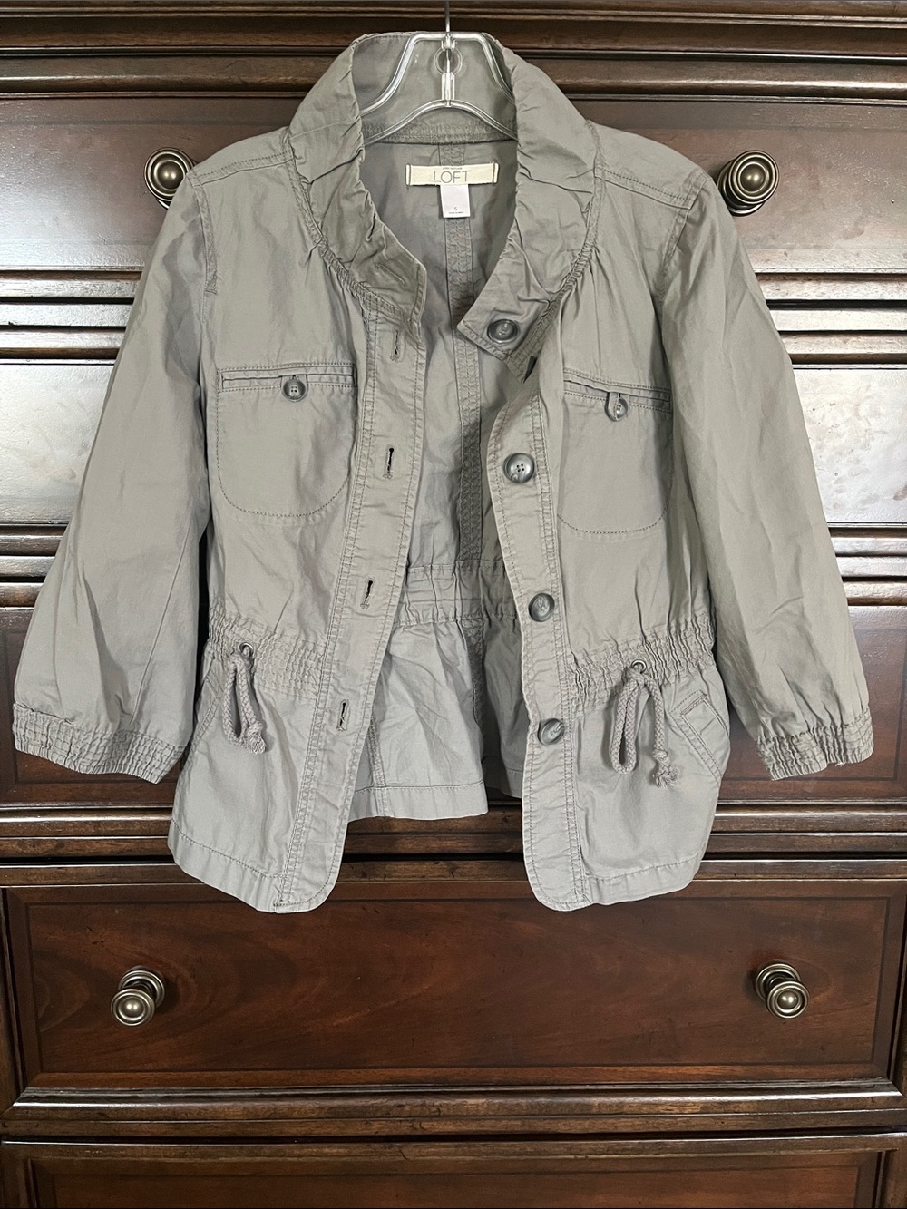 LOFT Gray Utility Jacket with Drawstring Waist